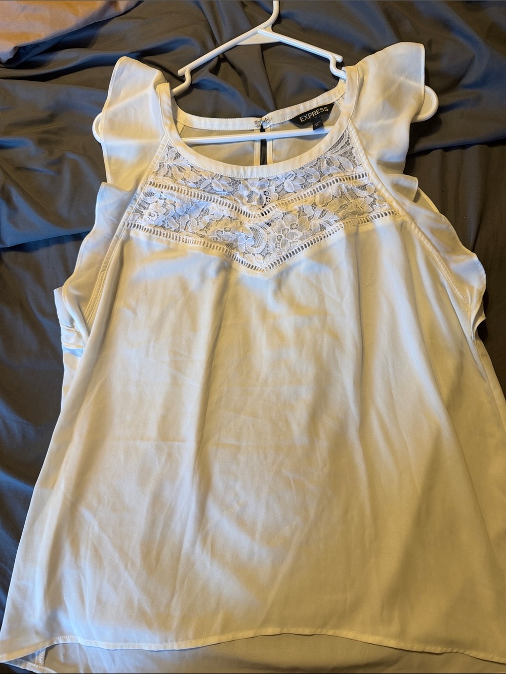 Express White Sleeveless Lace Yoke Camisole